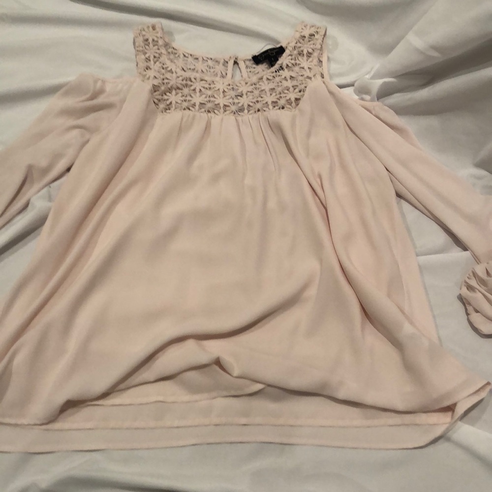 Pink Chiffon Open Shoulder top